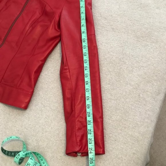 Danier | Red Italian Leather Jacket  XS ~ NWOT - Picture 14 of 15